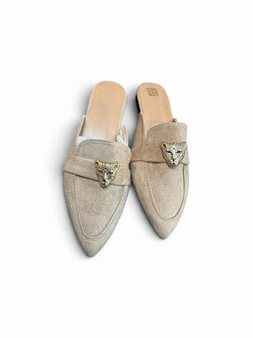 Pointed-Toe Mules in Beige New | Size 8.5